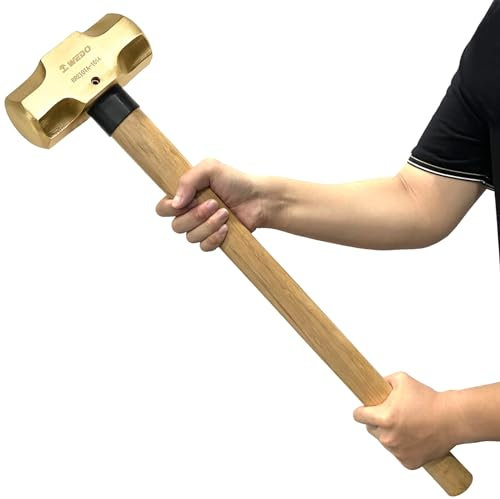 WEDO Messing Fäustel mit Holzstiel,Messinghaupt 9000g Vorschlaghammer,Abbruchhammer,Schlosser-Hammer Länge 900mm,Für die Präzisionsdemontierung,Mauerwerk Haushaltswerkzeuge