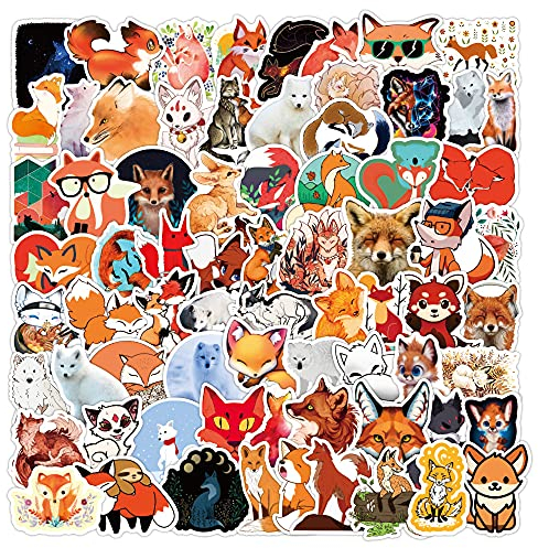 Bric Dodo 100 Stück Tier Fox Aufkleber Set Laptop Telefon Gitarre Skateboard Computer Superhelden Vinyl Stickers Wasserdicht Cute Fuchs Aufkleber für Jugendliche Kinder Erwachsene