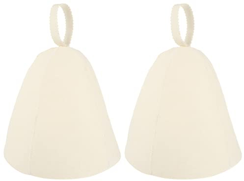 2 Stücke Saunahut Filz Sauna Mütze Filzhut Saunakappe Badekappe Filzkappe Wollfilzmützen für Damen Herren Dusche Sauna Zubehör Kopfbedeckung Weiß