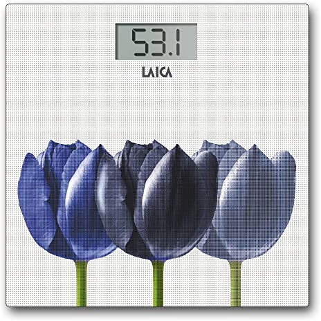 Laica PS1075W Elektronische Personenwaage, Blaue Blumen/Weißer Hintergrund
