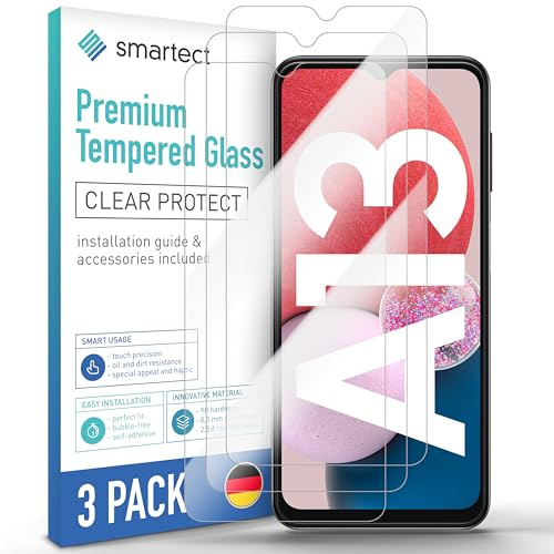 smartect Verre Trempé 3 Pièces pour Samsung Galaxy A13 4G & 5G | Protecteur d'écran HD Anti-Rayures, Vitre de Protection Sans Bulles, Dureté 9H, 0.3 mm Ultra Transparent, Ultra Résistant