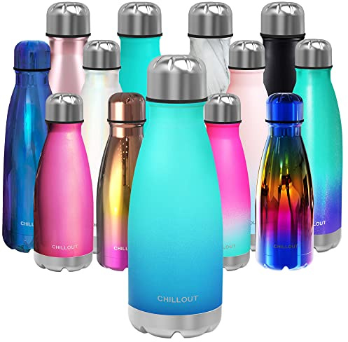 CHILLOUT LIFE Stainless Steel Water Bottle for Kids School: 12 oz Double Wall Insulated Cola Bottle Shape for Cold and Warm Drinks, BPA Free Metal Sports Bottle for Boys, Girls & Women