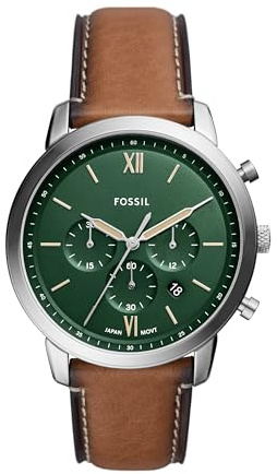 Fossil Herren Chronograph Quarz Uhr mit Leder Armband FS5380