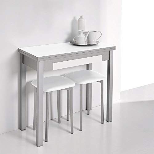 fanmuebles Mesa de Cocina Plegable Marta. Laminado Color Blanco. Apertura Tipo Libro 90 x 45 cm (Cerrada) 90 x 90 cm (Abierta)