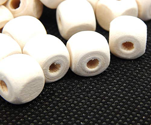 100 Stück Natur Holzperlen zum auffädeln 10mm Holzwürfel Würfel zum Basteln 4mm großes loch Spacer Perlen Zwischenperlen Farblos Unbehandeltem
