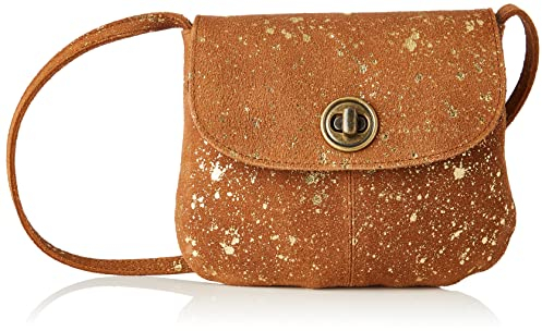 PIECES Damen Pctotally Royal Leather Party Bag Noos Umhängetasche, Root Beer/Aop:gold Splash, Einheitsgröße EU