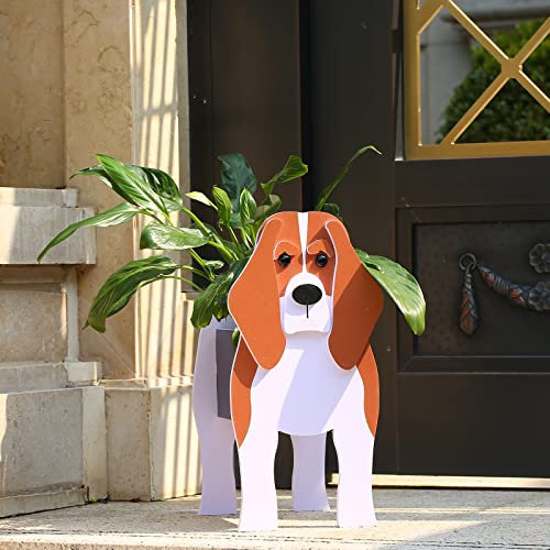 Gochoi Small beagle Gifts Dog Planter,PVC Animal Plant Pots Outdoor Indoor Garden Planters for Succulent,Cute Rectangular Plant Flower Pots Decor S beagle