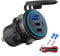 12V Toma USB Cargador Multi Puerto, Doble PD3.0 USB-C y QC3.0 Coche Puerto U-S-B Socket con Interruptor Encendido, Cargador rápido para iPhone iPad Teléfonos Android, Adecuado para Coche Barco