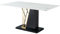 Vente-unique - Table à Manger 6 Personnes en céramique et MDF - Effet marbre Blanc, doré et Noir laqué - BALLARAT