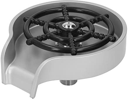 Tissting Rinceur de Verre d'Évier de Cuisine, Lave-Tasse Automatique Éviers Robinet Rinceur de Verre Bar Rinceur de Verre Nettoyant de Bouteille de Cuisine pour Robinet de Bar à la Maison(Argent)