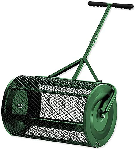 Épandeur de compost de 24 pouces, épandeur de mousse de tourbe avec poignée en forme de T améliorée pour la plantation, l'épandage de mailles métalliques légères et durables pour l'entretien de la