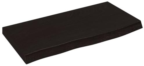 vidaXL Étagère Murale, Dessus de Table avec Bord Vivant, Tablette Suspendue Flottante, Rustique, Marron Foncé Bois Chêne Massif Traité