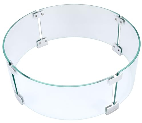 vchin Fire Pit Wind Guard Round, 23 Fire Pit Wind Guard | Round Fire Pit Wind Guard,Made of Clear Tempered Glass Set with Assembly Instructions
