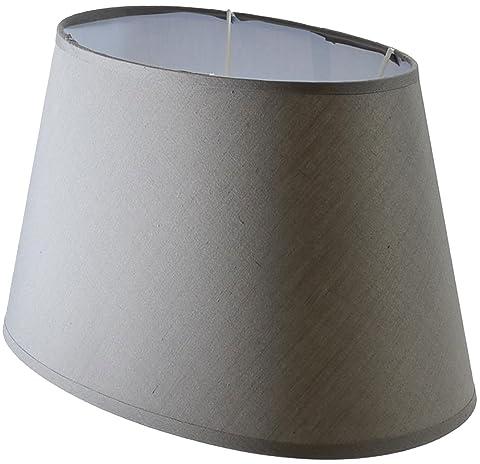 Lampenschirm Stofflampenschirm in Leinenoptik Oval für E14/E27 Fassung H 22 (grau)