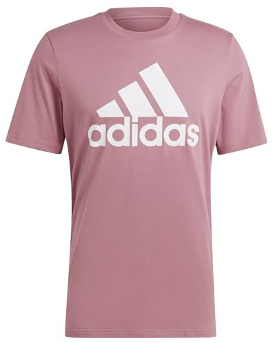 adidas Men's Essentials Single Jersey Big Logo Tee, preloved Crimson/White, XL