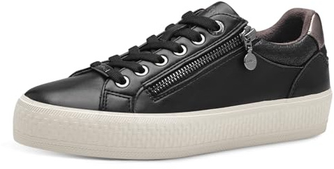 s.Oliver Damen Sneaker flach mit Reißverschluss Freizeit, Schwarz (Black), 37 EU