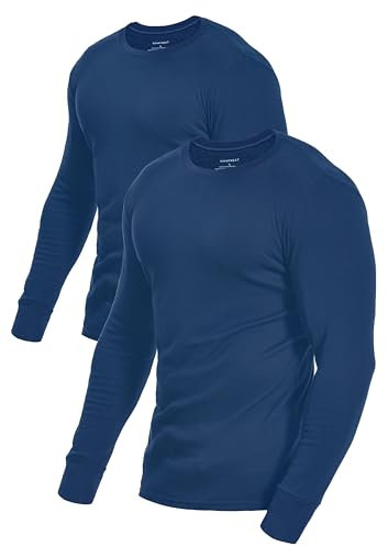 Comfneat Men's 2-Pack Long Sleeve Shirts Cotton Undershirts (Navy 2-Pack, XL)