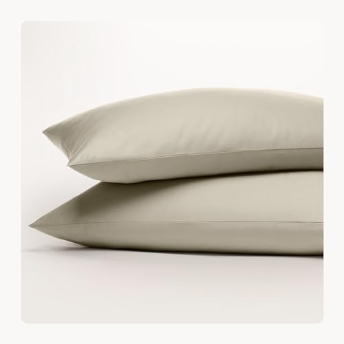 Seralino Satin Kissenbezug 65x65 2er Set (Taupe/Beige) 100% Bio Baumwolle, Oeko-Tex, weich&atmungsaktiv, Kissenbezüge auch als Dekokissen/Sofakissen verwendbar, Kissenbezüge 65x65 mit Reißverschluss