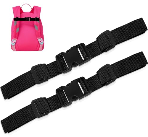 Moorle Verstellbarer Brustgurt Rucksack, 2 Stück Rucksackriemen Nylon mit Schnellverschluss, Rutschfester Gurtband Für Schultasche, Schwarz Strapazierfähiger Brustgurt Für Joggen Wandern Außerhalb
