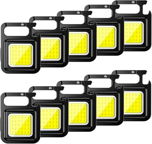 MVIOCS 10-Pack EDC wiederaufladbare Schlüsselanhänger Taschenlampe, High Lumen Compact und Portable Mini Licht, Schlüsselleuchten mit eingebauter Batterie Ideal für Outdoor, Notfall