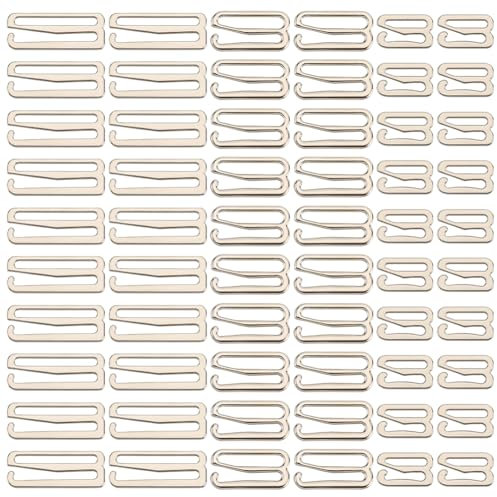 GORGECRAFT 60 pezzo 3 misure Ganci per Cinturino In Metallo per Reggiseno In Lega per Costume Da Bagno Clip di Ricambio Gancio Scorrevole Regolabile per Bikini Halter Dress Cucito Platino 24/19/11mm
