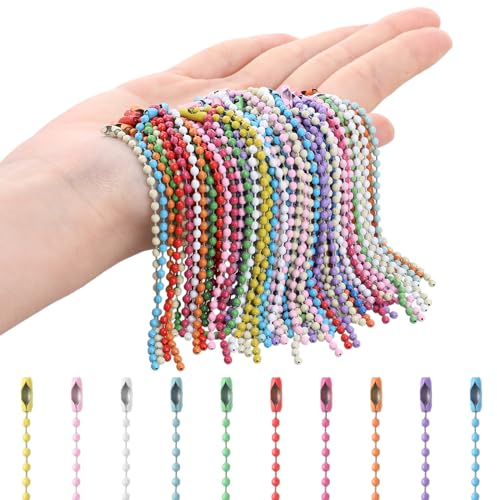 Molain 100 Stück Bunte Kugelkette, Kugelperlenkette, Edelstahl Perlen Rollenkette Mit Passenden Anschlüssen Kugelkette Für DIY-Schmuckherstellung Halsketten Armbänder Schlüsselanhänger(10cm)