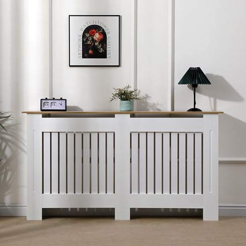 AVC Designs Extra Large Radiator Cover Modern Design Vertical Slats White/Oak…
