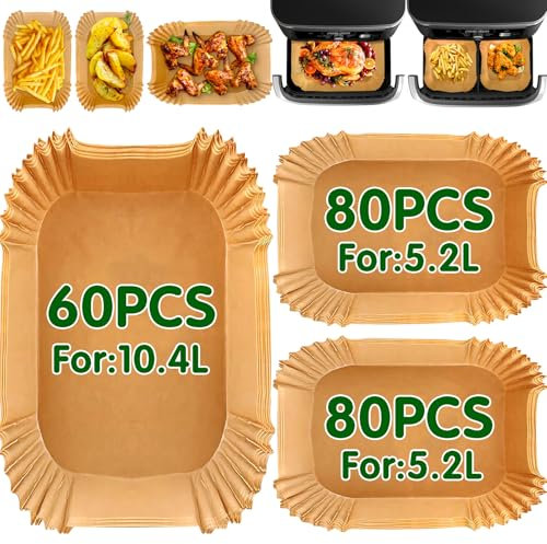 220PCS Papier Cuisson pour Ninja Foodi Flexdrawer - Compatible avec les Modèles AF500EU - Accessoires Airfryer Antiadhésifs Résistants à la Chaleur - Inclut 60 Pièces pour 10.4L&160 Pièces pour 5.2L