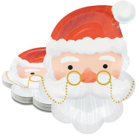 BFB Set di Piatti di carta Natalizi 24 pezzi Babbo Natale Piatti usa e getta Piatti monouso per feste