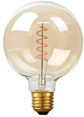 Pack 2 | Vintage E27 LED Edison Light Bulb, G125 4W (Equivalent 40W) Non-Dimmable 2700K Warm White LED Spiral Filament Amber Glass Old Fashioned Large Globe Energy Saving Bulb for Indoor Decoration