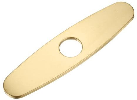 sourcing map 10 Inch Sink Faucet Hole Cover, Stainless Steel Oval Deck Plate Faucet Escutcheon Kitchen Sink Plate for 1 or 3 Holes Kitchen Bathroom Sink, Gold Tone