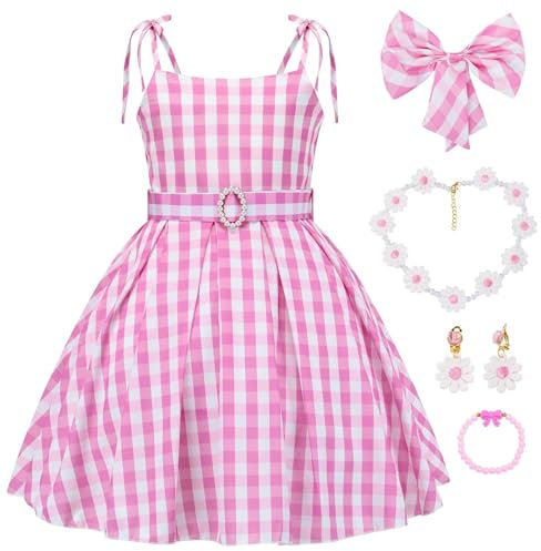 Cnexmin Rose Robe de Princesse Filles Deguisement Princesse Fille Cosplay Costume avec Accessoires Rose Robe pour Enfant de Soirée Halloween Noël Anniversaire Fête Partie Carnaval 3-4 Ans Rose02 100