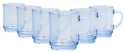 Duralex Versailles Glass Coffee Mugs - 260ml - Marine - Pack of 6