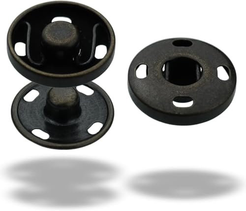 Druckknöpfe zum Aufnähen 20 Paare - S-Feder 8 mm bis 25 mm Druckknopf zum Annähen Snaps Button viele Farben (Antik, 10 mm)
