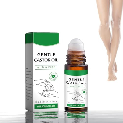 RizinusöL Bio 30ml, Roller Ball Rizinusöl Kaltgepresst Bio, NatüRlich Rizinus öl für SchließT Feuchtigkeit, Organic Castor Oil für Körper, Haare, Nägel, Wimpern, Augenbrauen, Vegan (1P, 30ML)