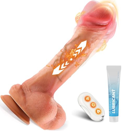 Thrusting Suction Cup Dildo Vibrator Sex Toy with 7 Vibrations Thrusts Swings, 8 Inch Heating Dildos Adult Sex Toys for Women and Men, XL Silicone Dildo with Remote Control for Couples