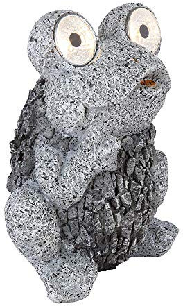 LED Solar Außen Steh Leuchte Frosch Figur grau Terrassen Beleuchtung Garten Deko