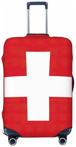 YQxwJL Reisekoffer-Abdeckung, Motiv: Schweizer Flagge, waschbar, kratzfest, Schwarz , XL