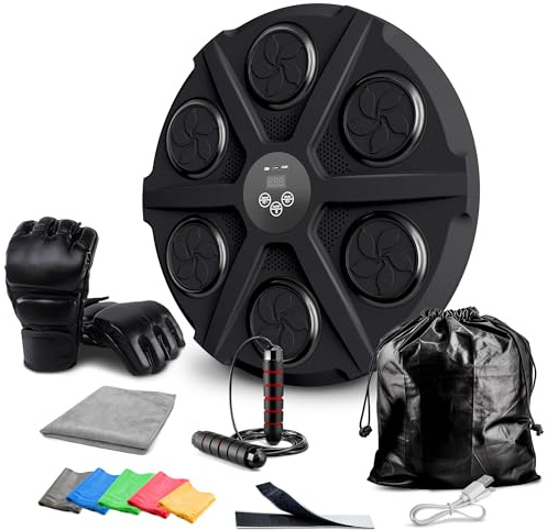 EZERO Machine Beatpunch Boxe Adulte avec Bluetooth & LED – Entraînement interactif Beat Punch et Boxe Mural Musique Adulte – améliore réflexes & Endurance – Set Complet avec Accessoires
