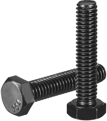 QUARKZMAN 10 Stück 5/16 18 x 1 1/2 Sechskantschraube, 304 Edelstahl Vollgewinde Sechskopfschraube, Schwarzoxid Finish, Sechskantschraube für Bauwesen, Maschinenbau, Schwarz