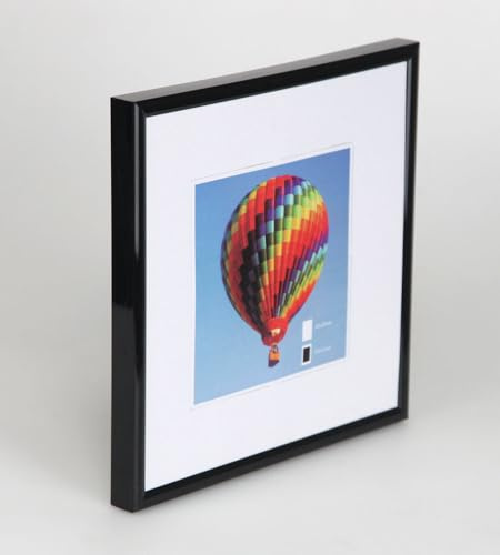 IDEAL TREND Bilderrahmen mit Klarglas quadratisch fotorahmen Kunststoff Posterrahmen Vintage Collage Picture Frame New Lifestyle: Farbe: Schwarz | Format: 40x40
