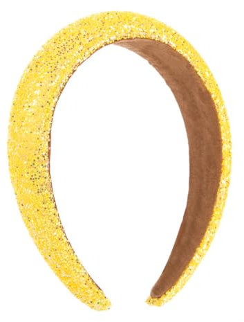 Serre-tête à paillettes pour femme - Bandeau rembourré - Bandeau à sequins - Antidérapant - Bandeau mignon - Accessoire de cheveux pour mariage - Jaune