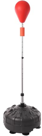 Boxbirne stehend,Höhenverstellbarer Boxsack mit Standfuß - 90° Rückprall, 6 Saugnäpfe, für Kinder/Erwachsene, Fitness & Boxtraining (120-160cm verstellbar,rot)