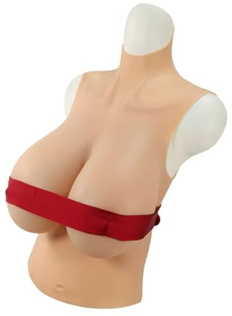 FSYH Half Body Silicone Breastplate High Collar K Cup Breast Forms Huge Fake Boobs Shaper Enhancer for Cosplay Mastectomy