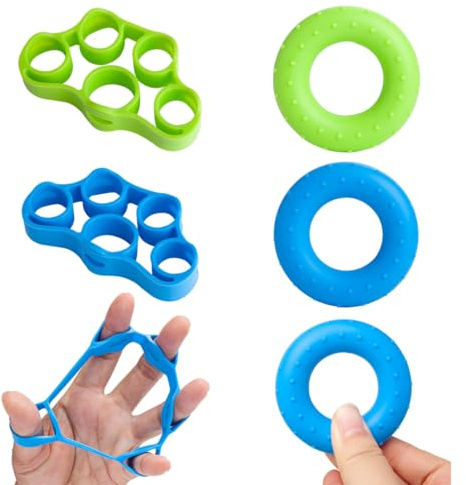 VONJUMA 4 Pcs Fingertrainer Griffkraft Trainer Unterarmtrainer Handtrainer Fingertrainer Fingerstrecker Finger Grifftrainer Grip Ring Hand Unterarm Training
