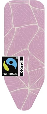 Brabantia Ironing Board Cover C (Lilac Waves), 124 x 45 cm with 8 mm Foam Padding, Steam Iron Compatible Ironing Board Coverlet, Padded Cover Made From Fairtrade Material