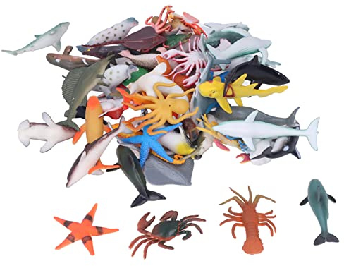 Segrehy Sea Animals Toys Ocean Toys Plastic Educational Miniature Figures Vivid Safe Harmless 48 Pieces for Kids Bath Pool Playtime 4 to 6 Years Old