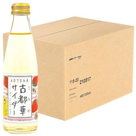 Japanese Fruit Cider Soda 200ml – Lightly Carbonated Soft Drink, Refreshing Mini Bottles, Smooth Crisp Taste (Ichigo Strawberry (24 Bottle))