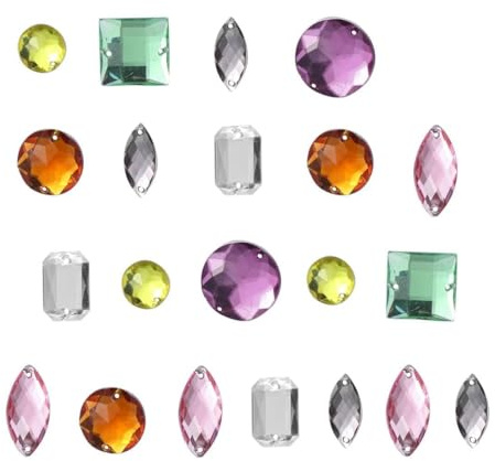 KICHOUSE 100pcs Rhinestone Acrylic Square Round Shape Art Decorations DIY Jewelry Accessories for Nail Art Crafts