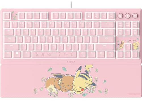 Razer Ornata V3 Tenkeyless Pokémon Pikachu & Eevee - Teclado para Juegos Compacto y Plano - Retroiluminación Chroma - Teclas Multimedia específicas - QWERTY US | Switch Membrana